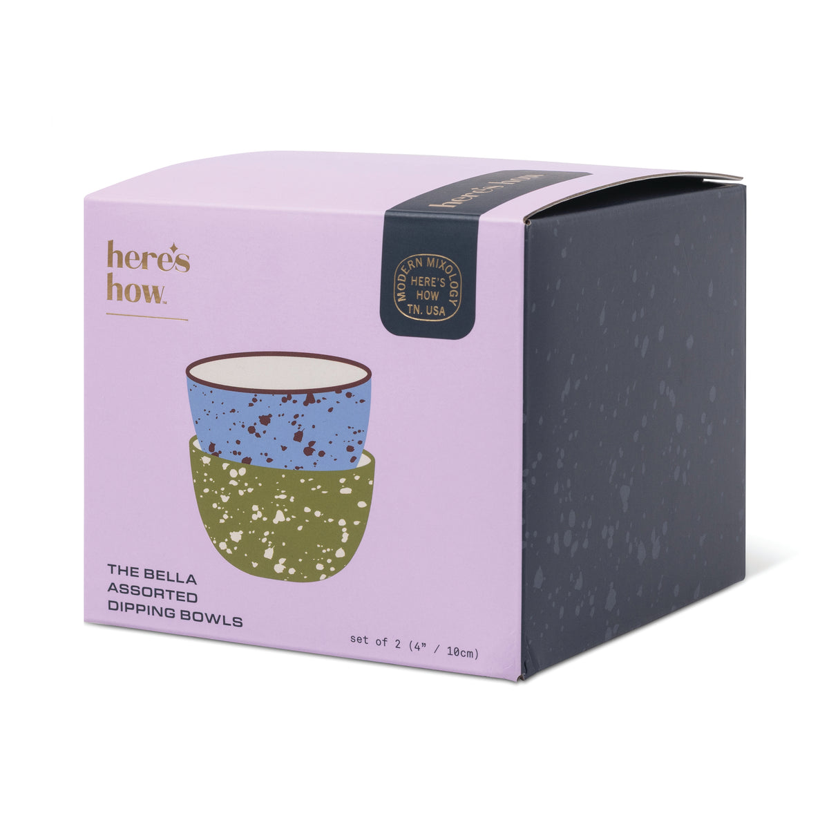 The Bella Set of Dipping Bowls - Blue + Olive Splatter Here's How